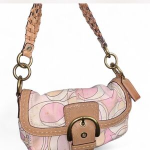 Coach Pink and Tan Shoulder Bag